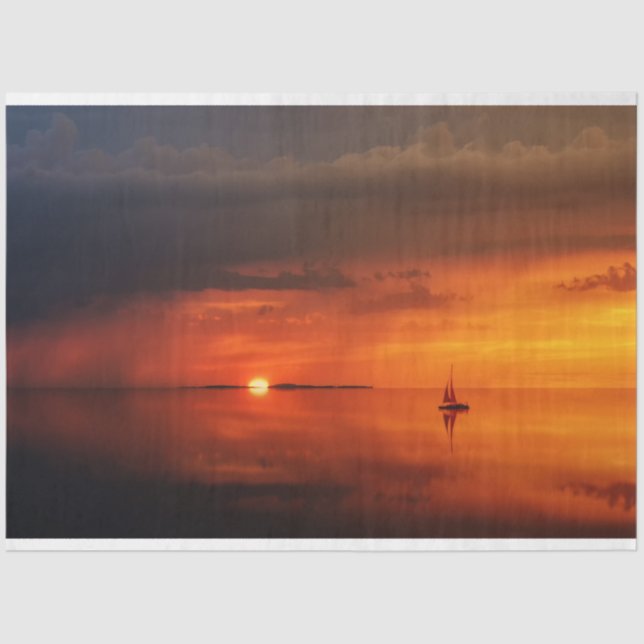 Papel De Seda Papel-chave para Decoupage de veleiro Vermelho do  (Frente )