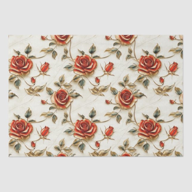 Papel De Seda Papel-chave para Rosas Dourados vermelhos (Frente )