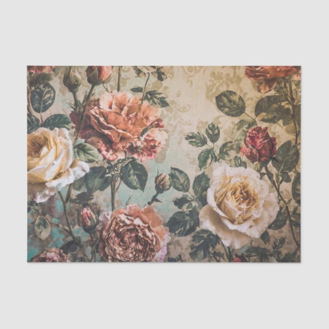 Papel De Seda Papel-chave Rosa vermelho e creme (Frente )