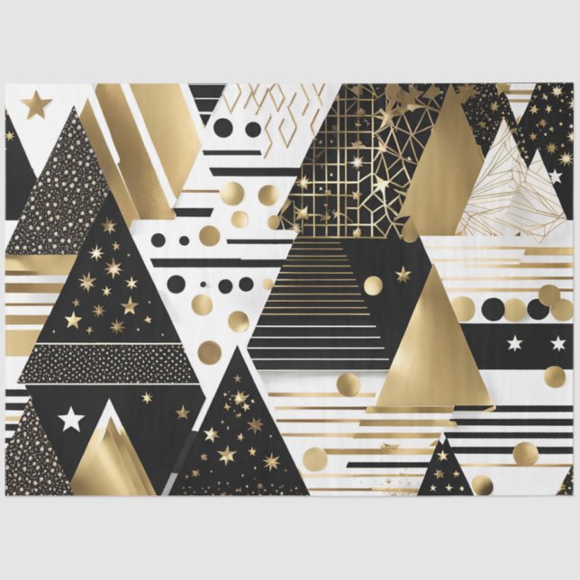 Papel De Seda Papel-lenço ouro e triângulo preto (Frente )