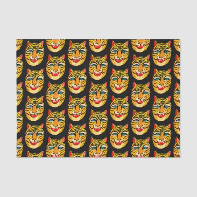 Papel De Seda Papel-Padrão de Cores-d-Água do Tigre Rindo (Frente )