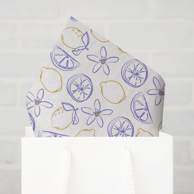 Papel De Seda Papel-Padrão de Limão Doodle (Sacola de presentes)