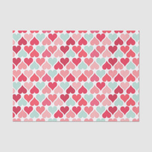 Papel De Seda Papel-padrão dos corações verdes cor-de-rosa e min