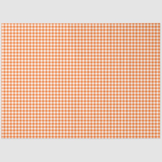 Papel De Seda Papel-Padrão Laranja e Branco Gingham (Frente )