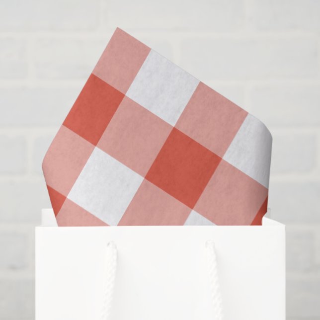 Papel De Seda Papel-Padrão Laranja e Branco Gingham (Sacola de presentes)
