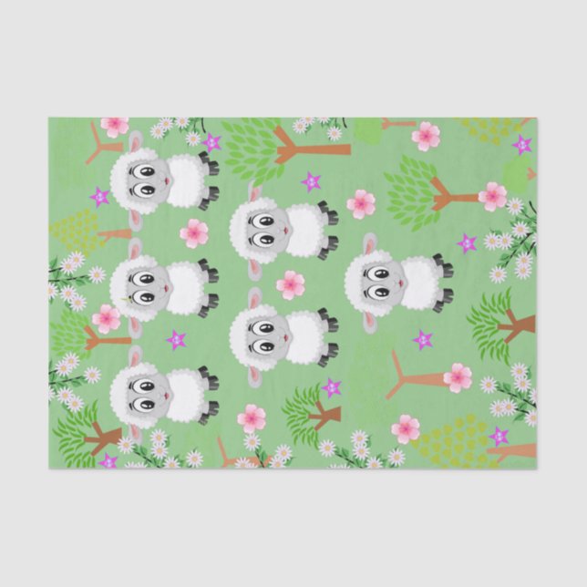 Papel De Seda Papel-Tecido Árvores Verdes (Frente )