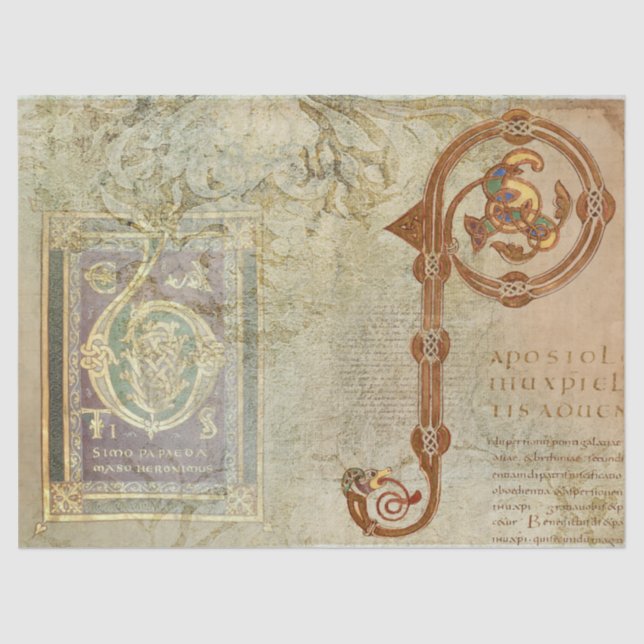 Papel De Seda Papel-Tecido Medieval Iluminado (Frente )