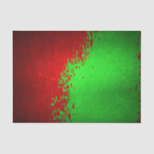 Papel De Seda Papel-Tecido Natal - Design Verde Vermelho Digital (Frente )