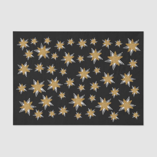 Papel De Seda Papel-tecidos com floco de neve dourado com estrel (Frente )
