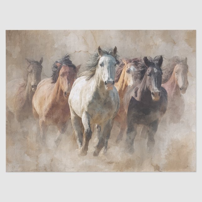 Papel De Seda Papel-tecidos de descolagem de cavalos selvagens d (Frente )