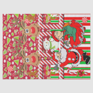 Papel De Seda Papelão de Natal Reindeer Sra. Claus Papais noeis
