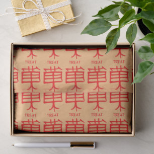 Papel De Seda Papelão vermelho-bronzeado de Kanji Treat