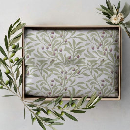 Papel De Seda Papelaria Botânica de Galho de Oliveira Verde Sage