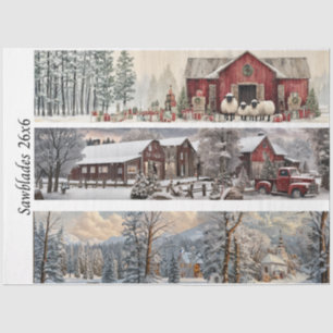 Papel De Seda Papers de Serra de Mão Decoupage Celeiro Vermelho,