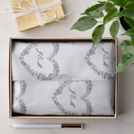 Papel De Seda Papier de soie  mariage noir et blanc coeur floral