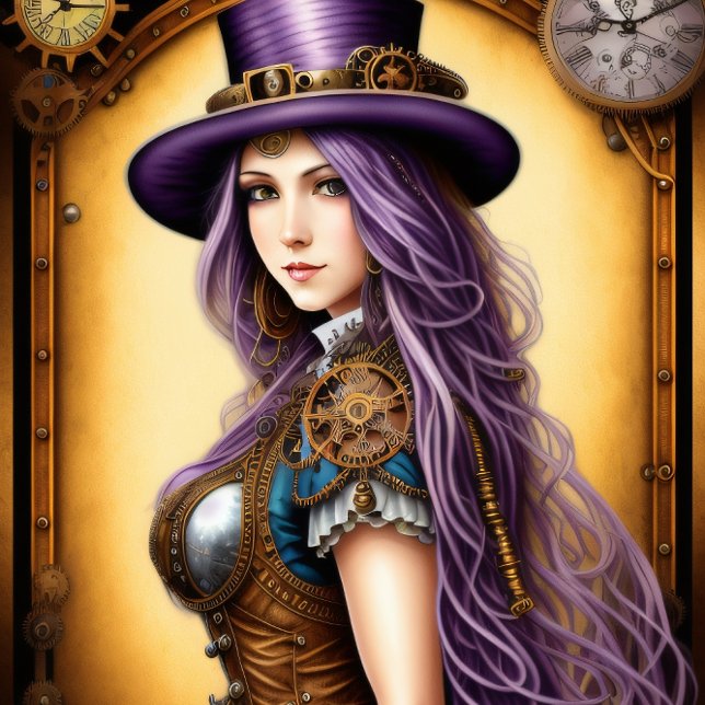 Papel De Seda Papier Mousseline Feminine steampunk woman purple (Criador carregado)
