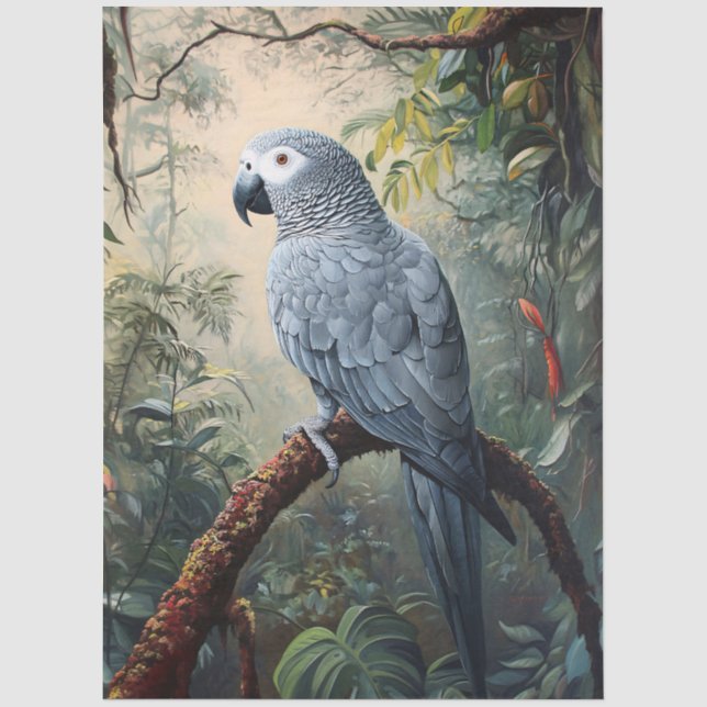 Papel De Seda Papo de Papagaio Cinzento Decoupage (Frente )