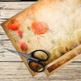 Papel De Seda papoilas e libélulas sobre fundo de tempo