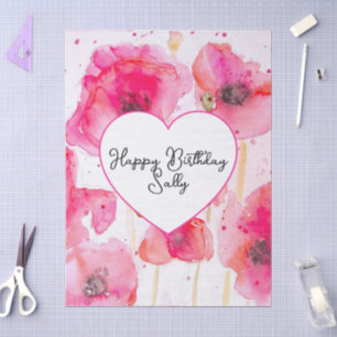 Papel De Seda Papoula Vermelha Papoulas Flor Floral Aquarela Esp