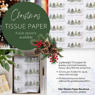 Papel de Seda para Árvore de Natal Merry & Bright