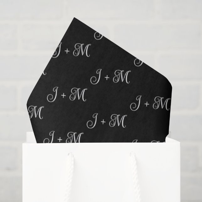 Papel de Seda para Casamento Elegante com Iniciais (Sacola de presentes)