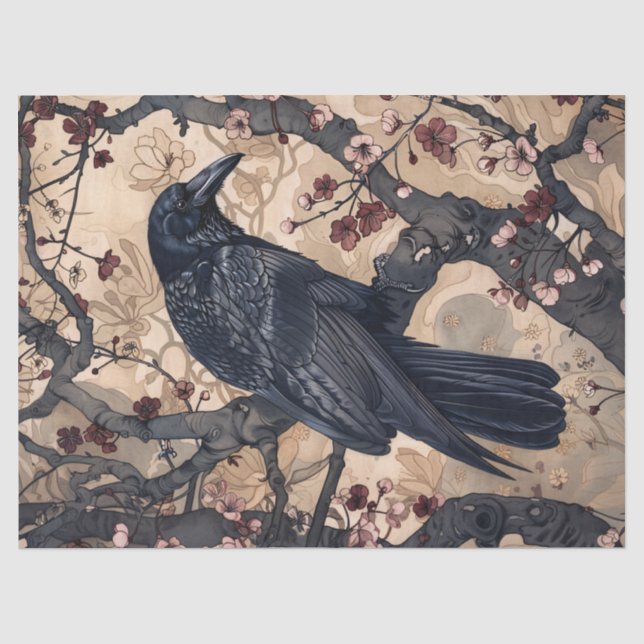 Papel de seda para decoupage de móveis com corvo (Frente )