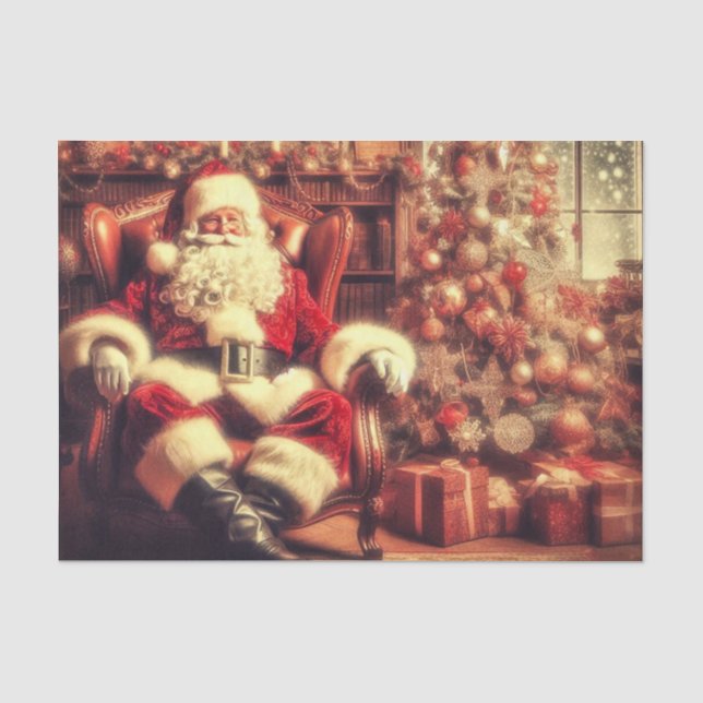 Papel de seda para decoupage do Papai Noel retrô (Frente )