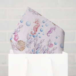 Papel de seda para festa com padrão de cavalo-mari