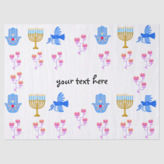 Papel de seda para Hanukkah – Menorá, Hamsa, Pombo