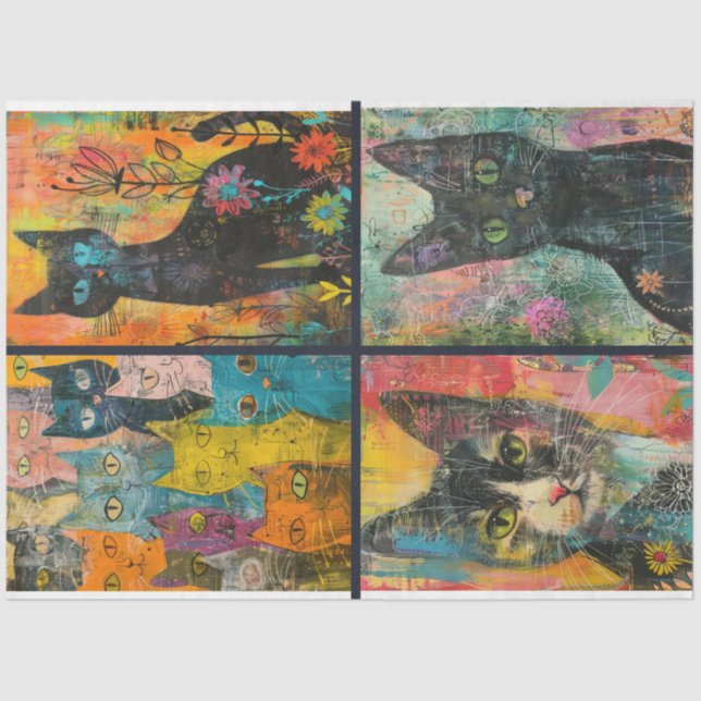 Papel De Seda Para o Artista Cat Themed Lixo Diário 2 (Frente )