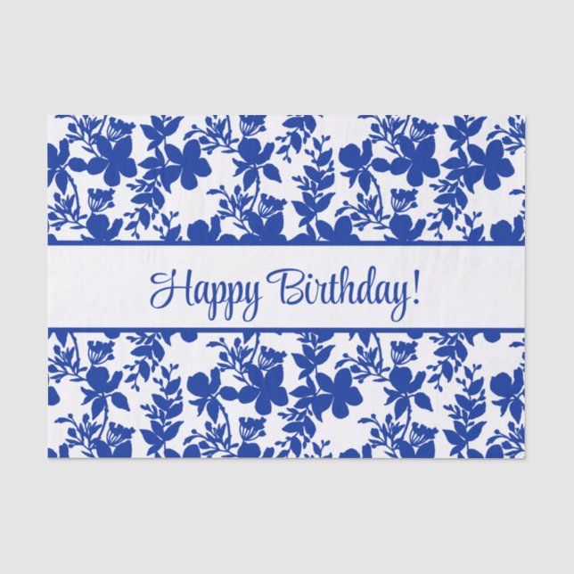 Papel De Seda Parabéns Azure Azure Padrão Floral (Frente )