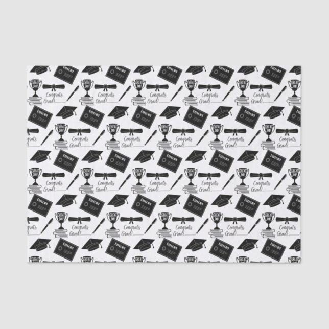 Papel De Seda Parabéns Boné e Colagem de Diploma (Frente )