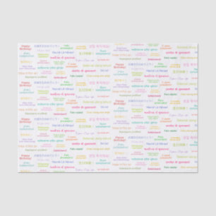 Papel De Seda Parabéns em muitos idiomas diferentes no domingo