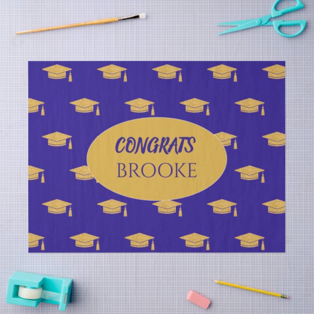 Papel De Seda Parabéns Graduado! Saco de presente azul personali (Arte )