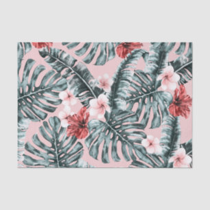 Papel De Seda Paraíso Rosa Tropical Ilha Floral Botânica