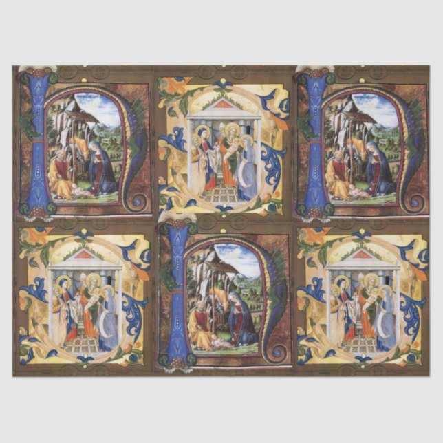 PAPEL DE SEDA PARCHE DE NATAL MONOGRAMA DE NATIVIDADE ANTIQUANTO (Frente )