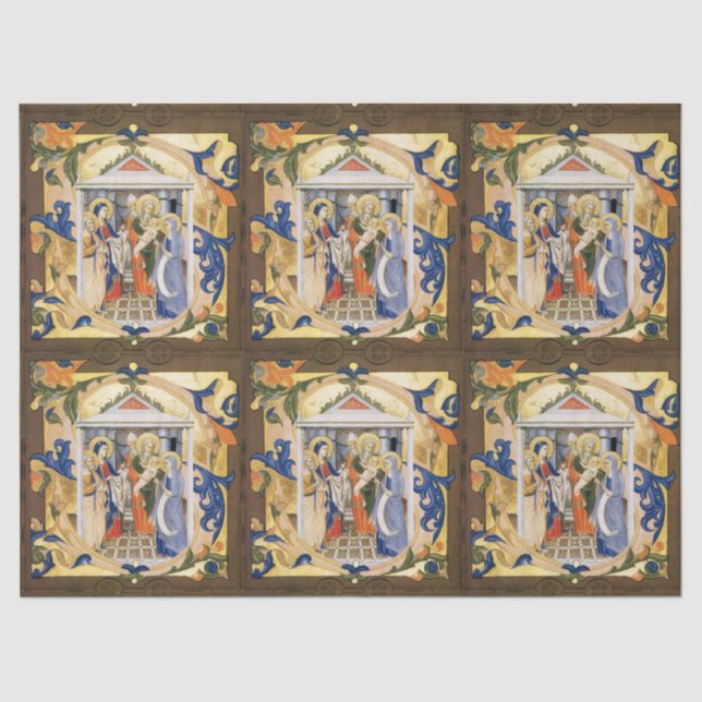 PAPEL DE SEDA PARCHES DE NATAL DE NATIVIDADE FLORAL ANTIQUANTO (Frente )