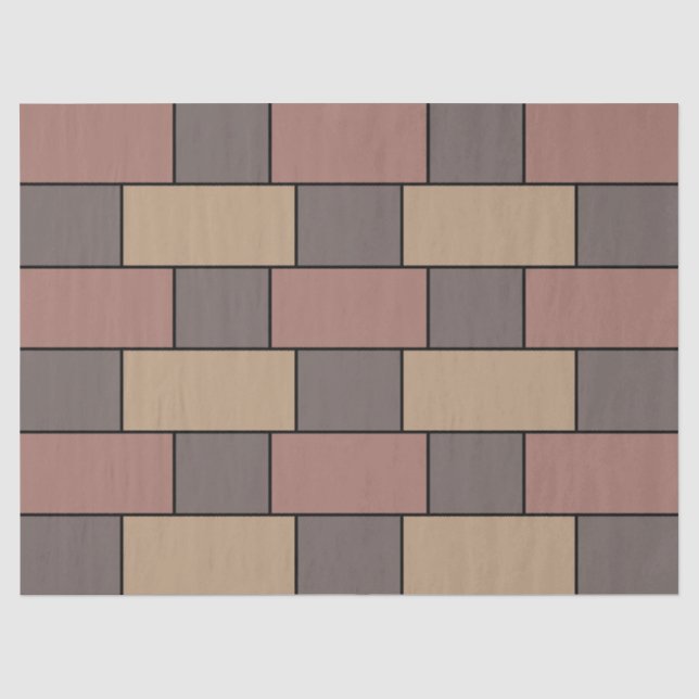 Papel De Seda Parede de Tijolo Rosa Cinza Pêssego (Frente )