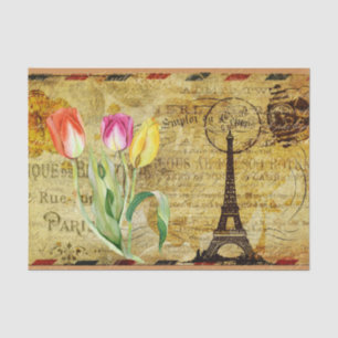 Papel De Seda Paris França Tulip Decoupage Ephemera Vintage