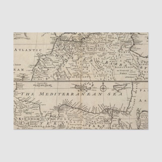 Papel De Seda Partes de Barbary, África (Frente )