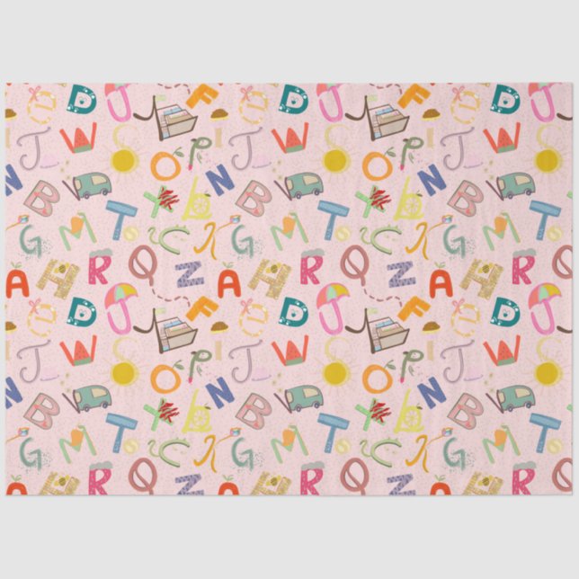 Papel De Seda Partido Alfabeto (Frente )