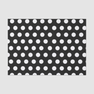 Papel De Seda Partido Bolinhas Médio Branco e Preto