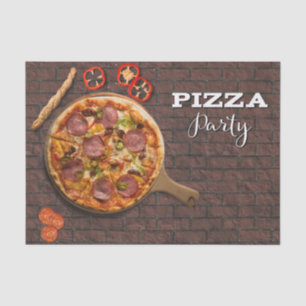 Papel De Seda Partido da torta de pizza no tijolo