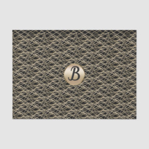 Papel De Seda Partido do Glamor Glam Monograma do Abstrato Negro