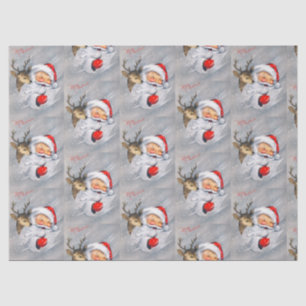 Papel De Seda Partido retro da rena do papai noel do natal