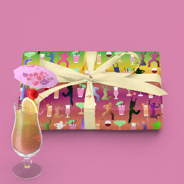 Papel De Seda Partilhar Mulheres com Padrões de Cocktails