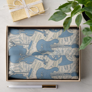 Papel De Seda Partitura e instrumentos azuis/marfim ID481