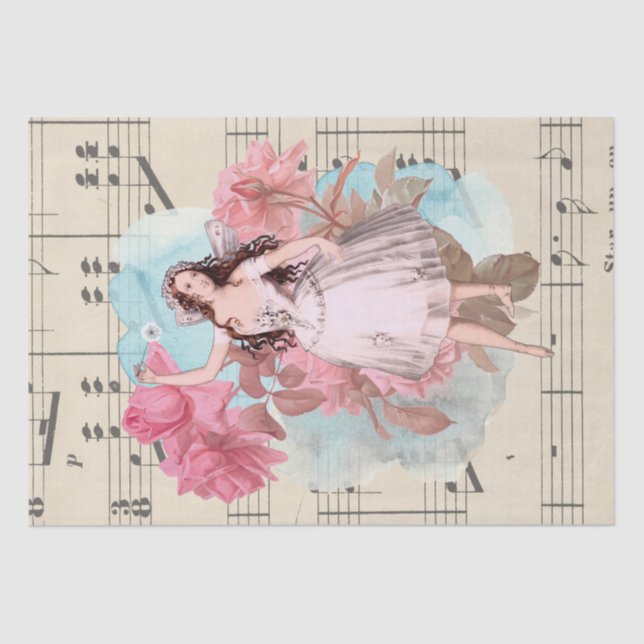 Papel De Seda Partitura feericamente da bailarina do dançarino (Frente )