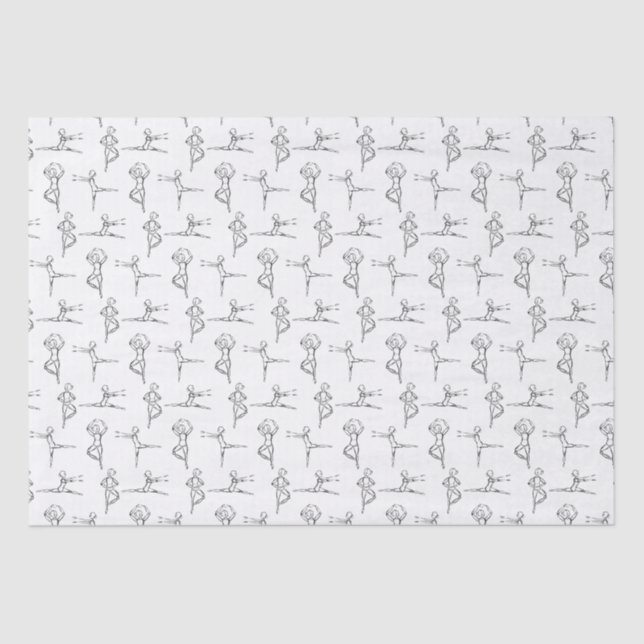 Papel De Seda Pas De Doodle Ballerina Balé Dancer Considerando (Frente )