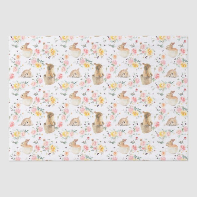 Papel De Seda Páscoa Bunny Primavera Floral (Frente )